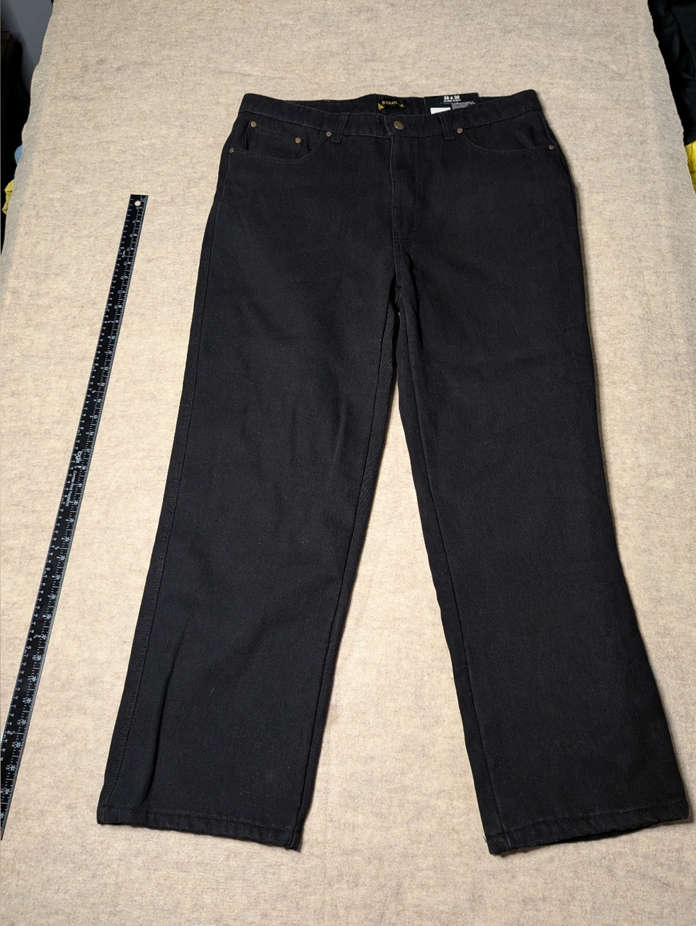 Stanley Men’s Black Bootcut Jeans - Classic Straight Leg Fleece Lined